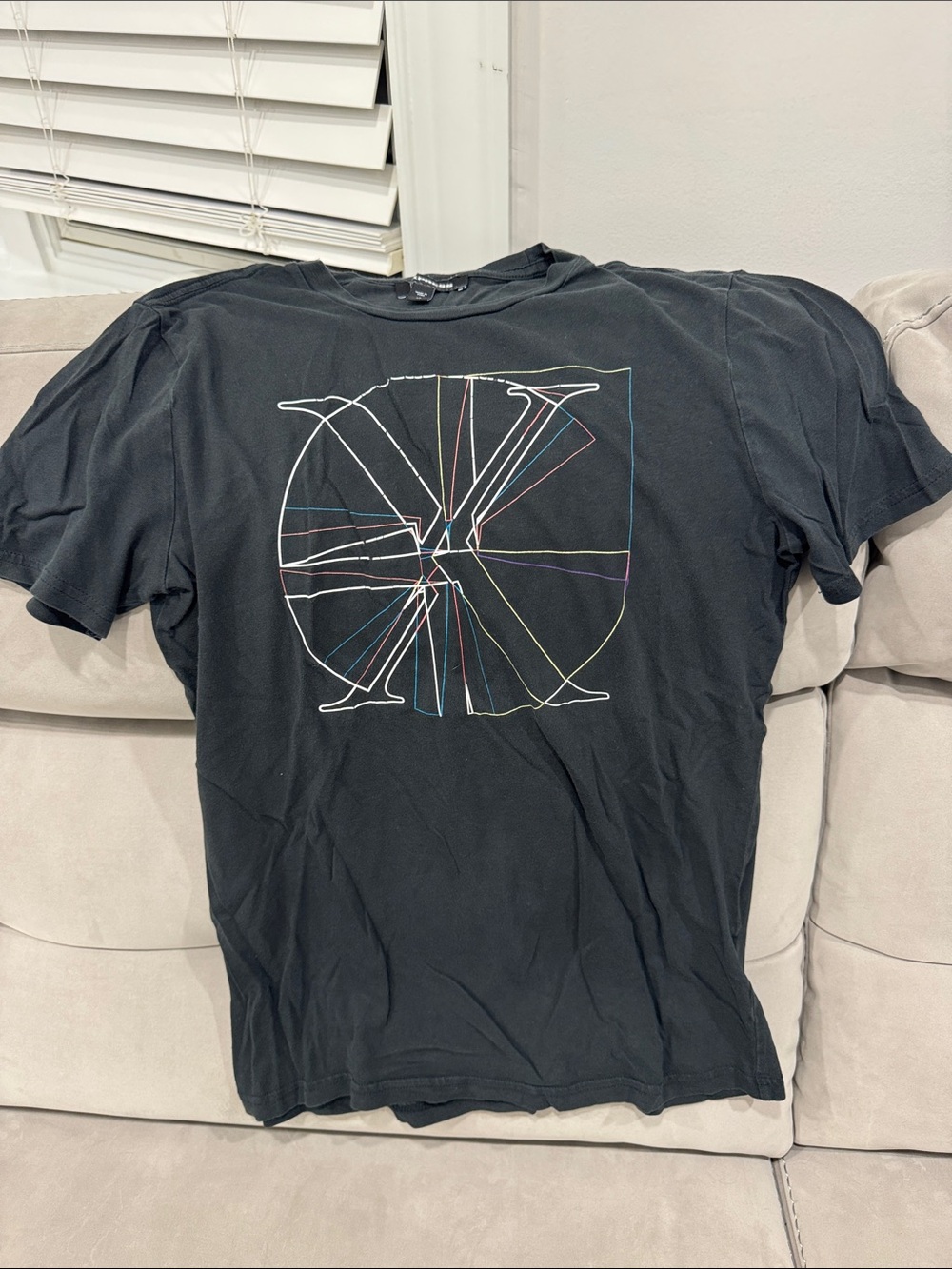 Express Black Short Sleeve Tee with Multicolor Outline Logo